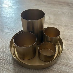 Gold Metal Cylinder Set